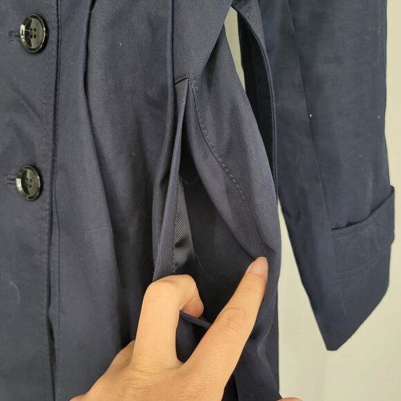 Banana Republic Navy Blue Trench Coat Tie Waist Size 4 - Picture 6 of 6